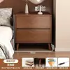 Mesita de noche de madera maciza estilo chino para dormitorio, pequeño mueble de almacenamiento de suelo simple color nogal