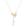 Suministro Exclusivo Transfronterizo de Collar Cadena Clavícula con Borla de Lazo y Zirconia Forma de Gota de Agua para Mujer, Moderno, Lujo Ligero, Elegante y de Gama Alta