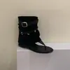 Sandalias de Tira en el Dedo Estilo Nuevo 2026 para Uso al Aire Libre, Botines Huecos de Suela Gruesa de Verano, Sandalias de Tira en el Dedo Estilo Británico, Zapatos Estilo Bota Romana