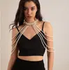 Cadena Corporal Sexy de Chica Caliente Transfronteriza Europea y Americana Cadena para la Cintura Desfile de Moda para Mujer Cadena de Hombro de Perla Artificial Cadena de Sujetador Decorativa Cadena para Ropa