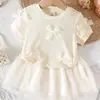Ropa para Bebés Niñas 0-3 Años Verano Niña Manga Corta Rayas Lazo Top + Falda En Stock