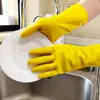 Guantes Amarillos de Látex Engrosados de Goma para Lavado de Autos, Guantes de Trabajo de Protección Laboral, Resistentes al Desgaste, Impermeables, Antideslizantes, Guantes de Plástico Duraderos para Lavar Platos, Venta al por Mayor