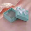 Caja de Joyería con Lazo de Cinta Verde, Caja de Almacenamiento para Pendientes, Anillos, Collares, Caja de Regalo Decorativa, Caja de Papel de Base y Tapa