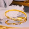 Pulsera de Lujo Ligero de Alta Gama Diseño Nicho Europeo y Americano Hebilla Microincrustada Chapada en Oro Taladro Flash Hebilla de Cinturón Pulsera de Clavos