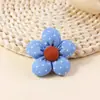 Novo Broche de Tecido Jeans com Listras de Bolinhas Preenchido com Algodão Flor de Cinco Pétalas Acessórios DIY Acessórios de Cabelo Grampo de Cabelo Roupas Produtos Semi-Acabados