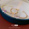 Pulsera Simple de Mariposa Púrpura Zircón Diseño Nicho de Lujo Accesible Pendientes Elegantes Joyería de Mano de Alta Gama