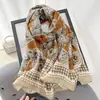 Bufanda Retro de Flor de Anacardo para Mujer Europea y Americana Transfronteriza Personalizada Moda Primavera y Otoño Bufanda Delgada Estampada de Pepita de Perro Moderna