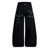 Calça Masculina Wide Leg Bordada com Vinhas High Street Americana Vibe Marca Trendy Design de Nicho Silhueta Calça Casual