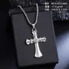 Collar Cruz de Acero de Titanio Largo Europeo y Americano No se Desvanece Cadena de Suéter de Hip-Hop de Moda para Hombre Pequeño Diseño Cadena de Sudadera para Mujer