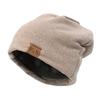 Gorro de lana para pareja de invierno con forro polar, gorro cerrado, para hombre, circunferencia de cabeza grande, primavera y otoño, tejido de pelo grueso con forro polar, gorro frío