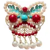 Horquilla de Danza del León de Año Nuevo con Borla de Perlas para Mujer, Pinza para Flequillo Lateral, Pinza para el Pelo para Mechas Sueltas, Pinza de Pato, Elegante Accesorio para el Cabello