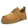 Zapatos de trabajo para hombre, primavera 2025, nuevos, de alta calidad, de caña baja, botas de ruibarbo, capa superior de piel de cerdo, zapatos casuales retro de suela gruesa para hombre