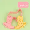 Formas de Biscoito Série Cowboy, Tipo Pressionar 3D Realista, Formatos de Bota e Chapéu, Ferramentas de Confeitaria DIY