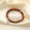 Amazon Joyería Pulsera de Ágata Rayado Morado Colgante Distintivo de Ángel de una Sola Ala Pulsera de Cuentas Redondas de Círculo Único Joyería