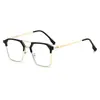 Nuevo Armazón de Gafas Retro de Doble Puente para Hombres de Ciencia e Ingeniería, Atractivo Medio Armazón, Se Puede Equipar con Armazón de Gafas Planas Anti Luz Azul para Miopía