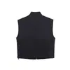 Para Comercio Exterior Europeo y Americano Transfronterizo Ropa de Mujer, Popular en Aliexpress, Chaleco Exterior de Capas Negro de Otoño con Cuello Alto y Cremallera Corta