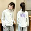 Nueva Capa Interior Otoño/Invierno para Niños Medianos y Grandes, Felpa Térmica, Estilo Coreano, Moderno, Dibujos Animados, Elegante, Manga Larga, Camiseta Base Casual para Niñas