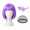 Peruca completa colorida estilo bobo de cabelo curto, cor de doce, com franja para apresentações em festivais, atacado [personalizável]