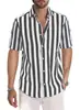 Exportación Transfronteriza Estación Independiente de Amazon Camisa Casual Suelta de Manga Corta con Cuello Estampado Digital 3D para Hombre