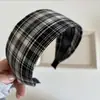 Diadema Azul a Cuadros de Ala Ancha Estilo Preppy Coreano para Mujer 2025 Nueva Diadema de Parte Superior Alta Pasador Pasador Tocado