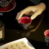 Taza de Té Estilo Dinastía Tang y Song con Esmalte Interior Negro, Incrustaciones de Oro Rojo y Plata, Juego de Té Kung Fu, Taza de Té Cerámica para el Hogar, Taza Individual con Patrón de Bronce Imitación