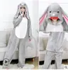 Macacão Infantil Cartoon Animal Outono Inverno Coelho Azul Flanela Unissex Roupa de Casa Quente Com Capuz Versão Espessa