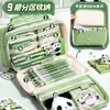 Estojo Panda com Tampa Flip-Top de Grande Capacidade, Unissex, Estojo Estilo Ins, Caixa de Papelaria Versátil e Simples para Alunos do Ensino Fundamental II e Médio