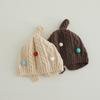 Gorro de Lana para Bebé de Otoño e Invierno, Lindo Gorro de Bebé con Botón Puntiagudo, Ranura Trasera, Gorro de Punto Cálido para Niños, Exportación