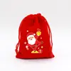 Fornecimento Direto Transfronteiriço Grande Saco Vermelho de Veludo de Natal Saco para Embalagem de Presente de Joias Saco de Presente para Doces de Maçã do Papai Noel