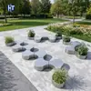 Banca ensamblada HPC para jardín de terraza, banca de piedra artificial de forma irregular, asiento modular de ocio para parque municipal, hecho a medida