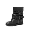 Tendência de Design de Nicho Rivet Flor de Ameixa Botas Curtas Femininas 2026 Novo Retro Preto Sensação Cool Botas Martin