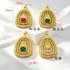 Colgante Giratorio de Buda Antiguo Chapado en Oro Incrustado con Diamantes con Avalokiteshvara, Colgante de Collar de Jade para Girar la Fortuna, Pequeño Regalo