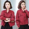 Chamarra de Mezclilla Corta Borgoña para Mujer Primavera 2024 Tendencia para Mujer Estilo Coreano Suelta Bf Casual Rojo Top de Trabajo