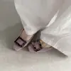 Zapatos de mujer de piel de oveja de primera capa con hebilla cuadrada y aumento interno de altura, nuevos zapatos de otoño de cuero genuino con puntera cuadrada y tacón medio bajo para mujer