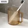 Luxo Leve Alta Transparência Listrado Estilo Popular Alça Transparente Copo de Enxaguante Bucal Listrado Vertical Copo para Escova de Dentes Copo de Enxaguante Bucal Copo para Escova de Dentes
