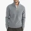 Comércio Exterior Amazon Transfronteiriço Novo Estilo Malha Masculina Jovem Casual Camada Base Quente Jaqueta de Malha com Meio Zíper