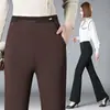 Calça de Terno Nova de Cintura Alta Micro Flare para Primavera e Outono Feminina Emagrecimento Caimento Commute Casual Calça de Perna Larga Versátil Temperamento Calça Longa