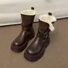 Nuevas Botas Cortas Gruesas de Otoño Invierno Botas Martin Diseño de Suela Gruesa para Mujer Botas de Nieve Zapatos de Algodón de Media Caña para Exteriores Cálidos con Felpa