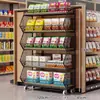 Prateleira de Armazenamento de Cozinha de Chão Armário de Armazenamento de Vegetais de Múltiplas Camadas Cesta de Exibição de Prateleira de Supermercado Prateleira Móvel de Armazenamento de Lanches