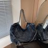 Bolsa de Jeans Grande Capacidade Transfronteiriça para Mulheres 2025 Nova Moda Bolsa de Ombro para o Dia a Dia Bolsa Tote Versátil Casual de Nicho