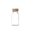 Botella cuadrada transparente de vidrio para condimentos, pimentero, salero para barbacoa, botella para condimentos, cocina, hogar, tapa de madera, botella espolvoreadora