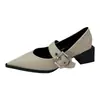 Zapatos Mary Jane de Punta Fina Estilo Retro First Encounter para Mujer, Nueva Colección Otoño/Invierno 2026, Planos de Tacón Grueso, Estilo Coreano, Moda Estilo Británico