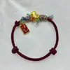 Pulsera de Hilo Rojo del Año del Caballo 2026 para Mujer con Cuentas Pequeñas de Caballo de Aleación y Cordón Tejido