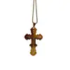 Nueva Joyería de Comercio Exterior, Collar de Acero Inoxidable con Colgante de Cruz Incrustada de Diamantes de Tres Capas, Fuente de Comercio Electrónico Transfronterizo