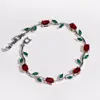 Pulseras de Tulipan Más Vendidas Transfronterizas, Pulseras de Diamantes y Piedras Preciosas Multicolor, Pulseras de Flores, Joyería de Lujo Ligero Fabricantes Venta al por Mayor