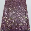 Base de malla dorada, tela bordada con lentejuelas multicolor, adecuada para vestidos, tela de malla transparente y brillante