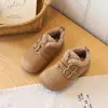 Sapatos de Algodão para Meninas Inverno Mais Veludo Sapatos Birkenstock Infantis Sapatos Peludos Retro com Fivela Dupla para Meninos Sapatos Quentes Simples da Moda
