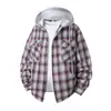 Nueva camisa de manga larga a cuadros con capucha para hombre transfronteriza, top de moda juvenil, chaqueta casual de doble bolsillo para hombre