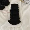 Polainas de Tricô Ruffle Outono Inverno Feminino Moda Outerwear Estilo Escola Japonesa Cor Sólida Versátil Meias para Panturrilha de Menina