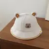 Sombrero de pescador de pana con orejas de oso 3D para bebé, Primavera Otoño, Súper Lindo, Unisex, Versátil para Niños, Protección Solar